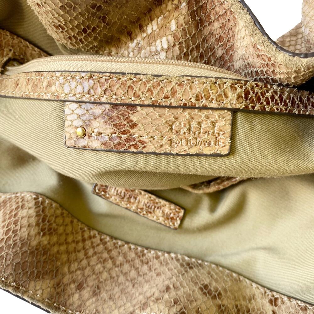 G.I.L.I Leather Snake Print Hobo Tote Shoulder Bag Purse - Picture 9 of 10